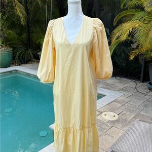 A New Day Yellow Ruffled Tiered Sundress with Puff Sleeves